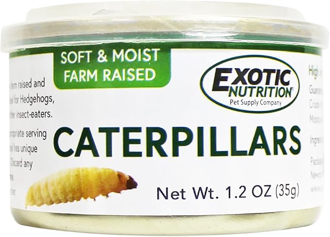Canned Caterpillars (1.2 oz. 6 Pack) - Healthy High Protein Insect Treat - Hedgehogs, Sugar Gliders, Reptiles, Wild Birds, Chickens, Lizards, Bearded Dragons, Skunks, Opossums, Fish, Amphibians