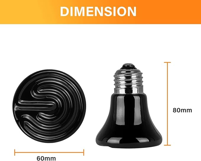 Simple Deluxe 50W (Mini) Ceramic Heat Emitter Reptile Heat Lamp Bulb No Light Emitting Brooder Coop Heater for Amphibian Pet & Incubating Chicken, Black, 1-Pack