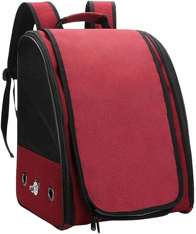 Birdcages Pet Parrot Backpack Bird Travel Carrier Outerdoor Bird Transport Cage Breathable Parrot Go Out Backpack Travel Hiking Bird House,Red