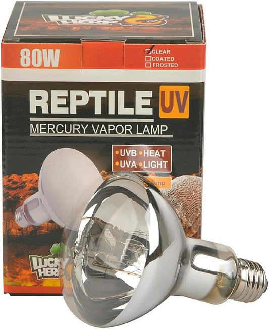 LUCKY HERP UVA UVB Mercury Vapor Bulb for Reptiles,R30,80 Watts,E26