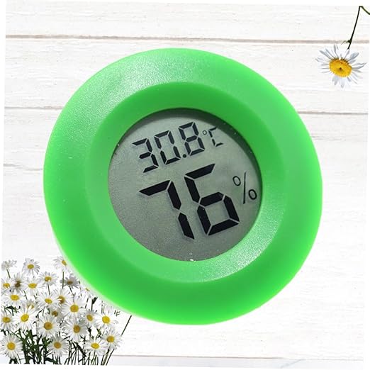 Outanaya Digital Temperature and Humidity Round Shape Hygrometer for Indoor Use Lightweight and Easy to Install Green Color for Home and Office Environments