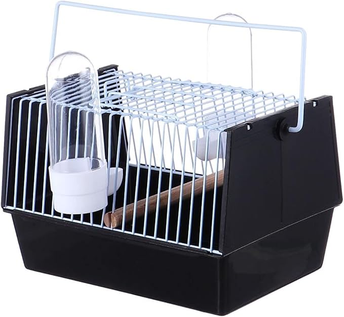 ENGENDER Bird Cage Portable Bird Travel Box Peony Travel Bird Parrot Carrier One-Piece Comfortable with Handle Small Animal Carrier Black Parakeet Cage