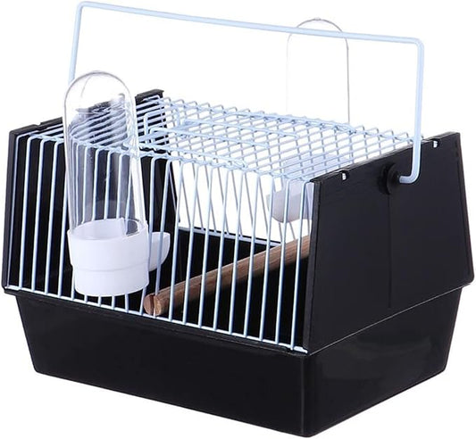 ENGENDER Bird Cage Portable Bird Travel Box Peony Travel Bird Parrot Carrier One-Piece Comfortable with Handle Small Animal Carrier Black Parakeet Cage