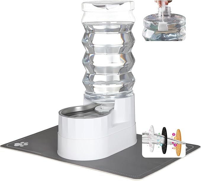 RIZZARI 9L Water Dispenser for Dogs:Ion Exchange System with Activated Carbon-Helps Prevent Urinary Stones-Supports Spinal Health in Senior Dogs-Softens Water- Automatic Stainless Steel Pet Feeder