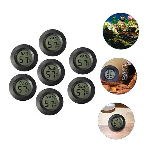 POPETPOP Digital Thermometer Humidity Gauge Set 7pcs Mini Hygrometers for Reptile Tanks Aquariums Easy to Read Display Indoor/Outdoor Use
