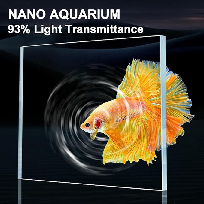 Fish Tank, 2.5 Gallon Nano-Aquarium, Upgrade Filter System and LED Light, for Freshwater & Marine, Filter Balls Included (2.5 Gal)