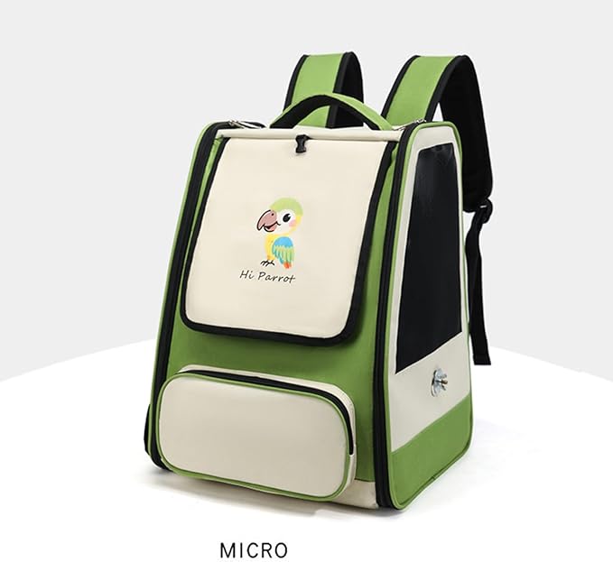 Portable Bird Travel Carrier Backpack for Small Birds Including Perch and Feeder 32x43x28cm Nylon Fabric Blue Pink White