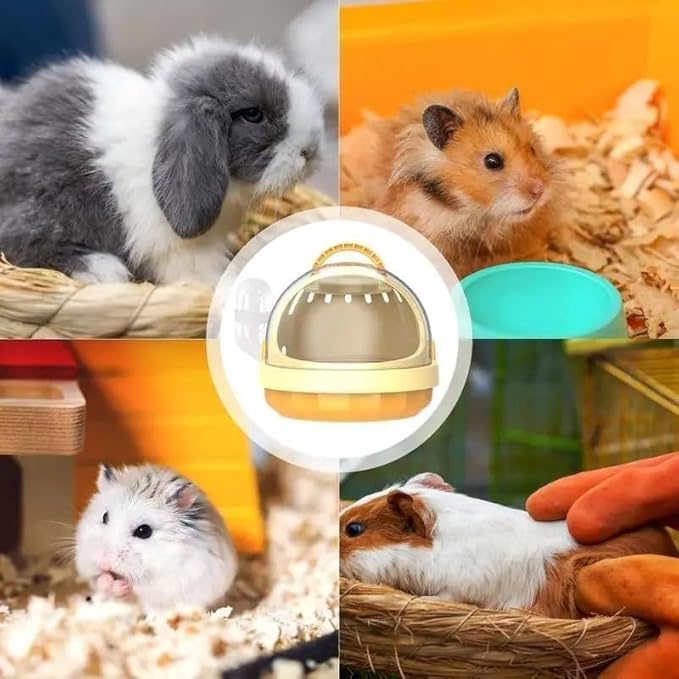 Small Pet Carrier, Portable Travel Cage with Integrated Water Feeder : Ventilated Enclosure-Durable Closure | Indoor Mobility and Transport Support for Hamster/Guinea Pig/Hedgehog/Ferret (A) (C)
