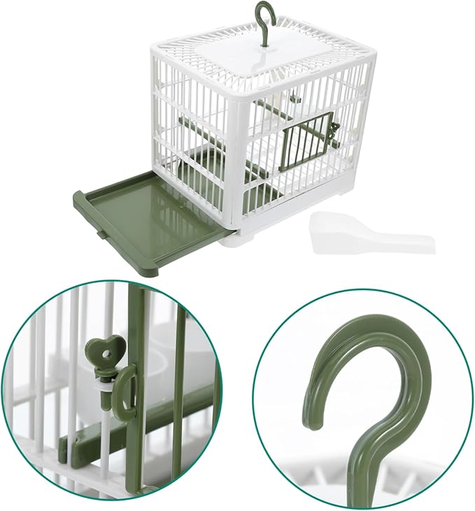 POPETPOP Foldable Bird Travel Cage with Stand Portable Bird Carrier for Parrots Parakeets Easy to Clean and Transport Design for Outdoor Use