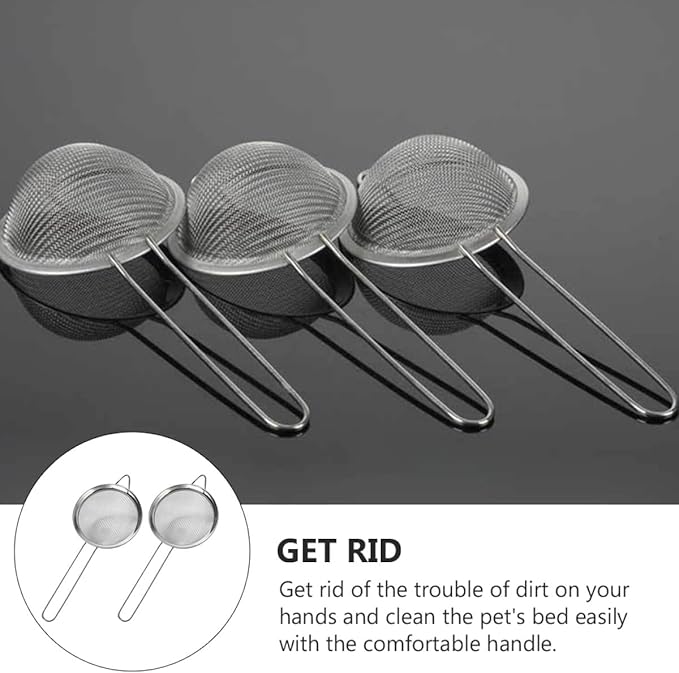 Luxshiny 2pcs Reptiles Sand Scoop and Lizard Dung Filtering Shovel with Metal Mesh for Terrarium Cleaning and Excrement Removal in Reptile Boxes