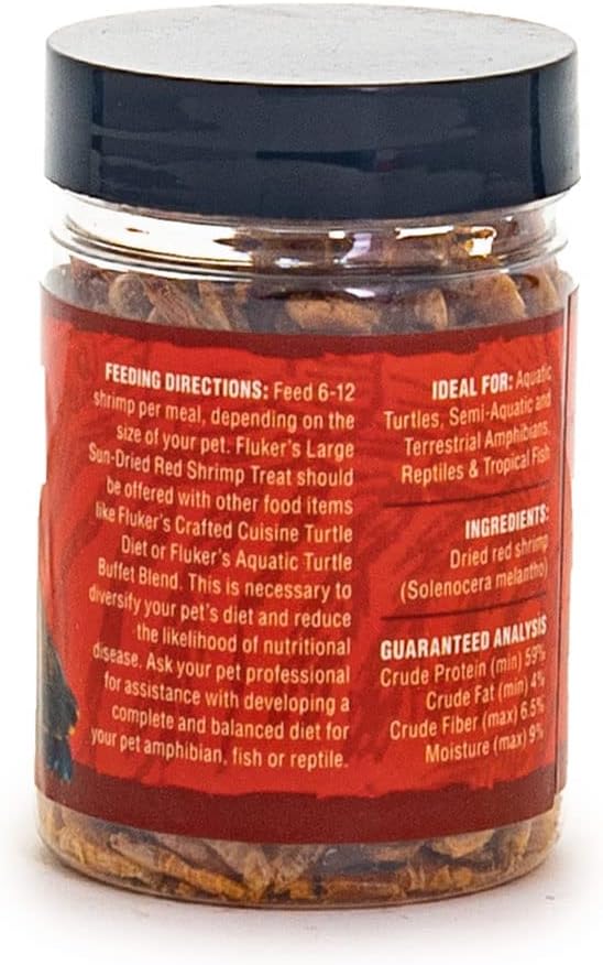 Fluker's All Natural Large Sun-Dried Red Shrimp, High Protein Treats, Aquatic Turtle Food, Great for Aquatic Frogs, Tegus, Monitors, and Tropical Fish, 0.6 oz