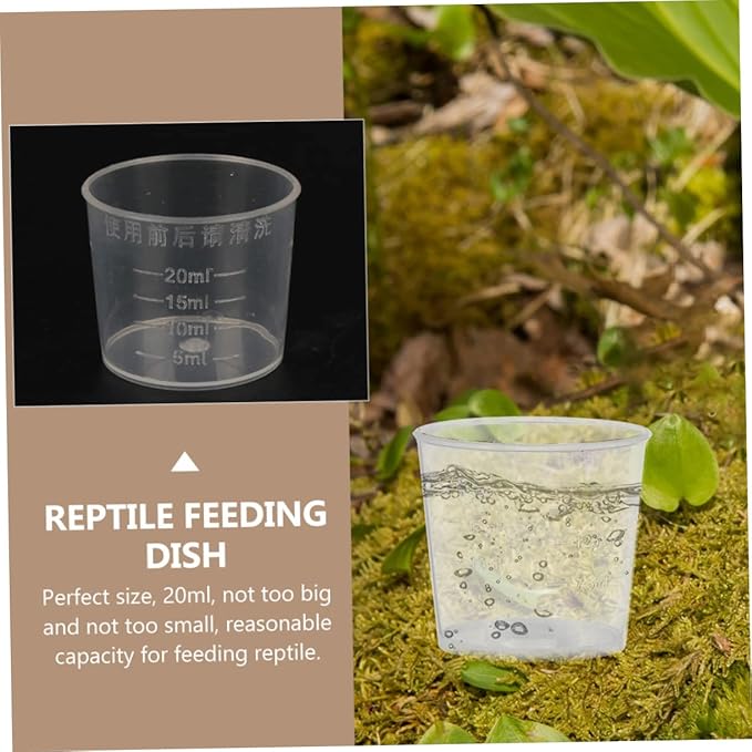 Totority 30Pcs 20ml Reptile Feeding Cups Set Washable Scale Measuring Cups for Lizards Snakes and Tortoises Sturdy Food and Water Bowls for Reptile Care