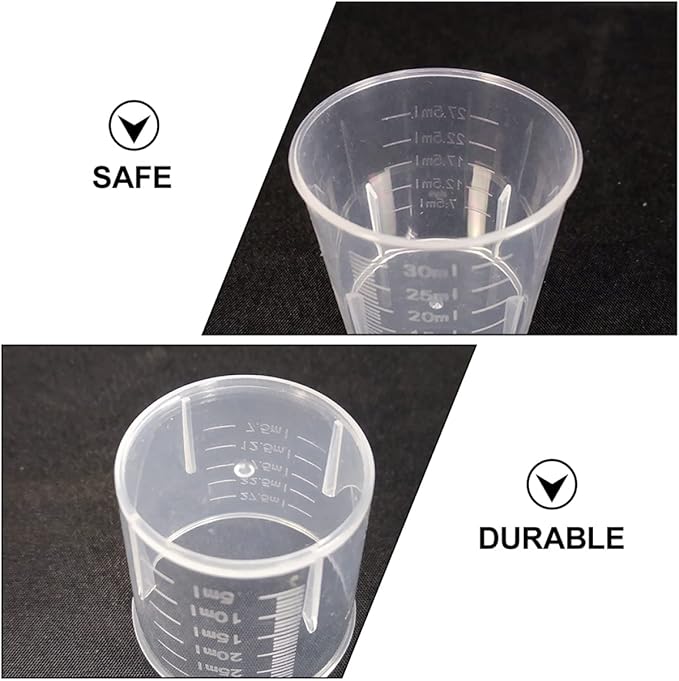 Abaodam 100Pcs Reusable Measuring Cups for Reptiles Food and Water Cups with Easy to Read Scale for Crawling Pets and Washable