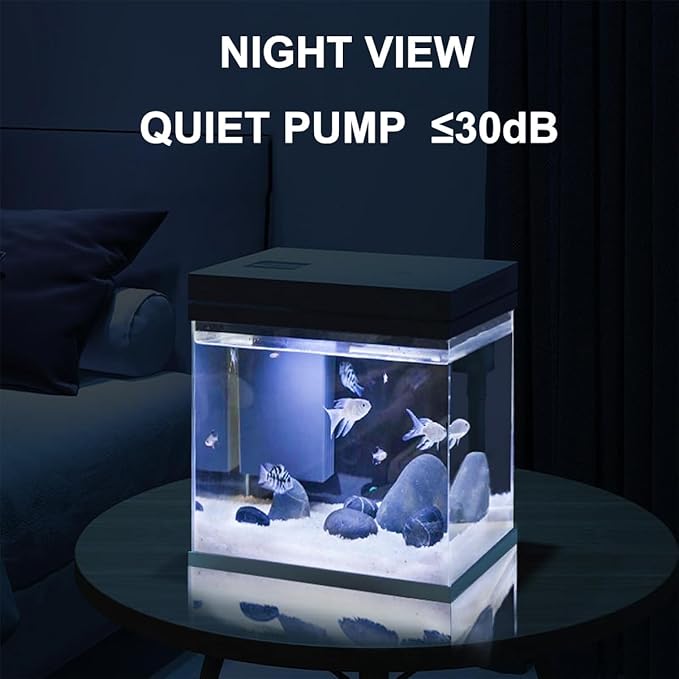 Fish Tank, 2.5 Gallon Nano-Aquarium, Upgrade Filter System and LED Light, for Freshwater & Marine, Filter Balls Included (2.5 Gal)
