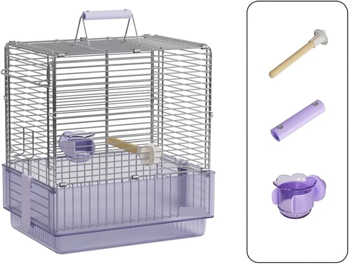 Stainless Steel Folding Bird Travel Carrier Cage for Parrots Conures with Stand(Green)