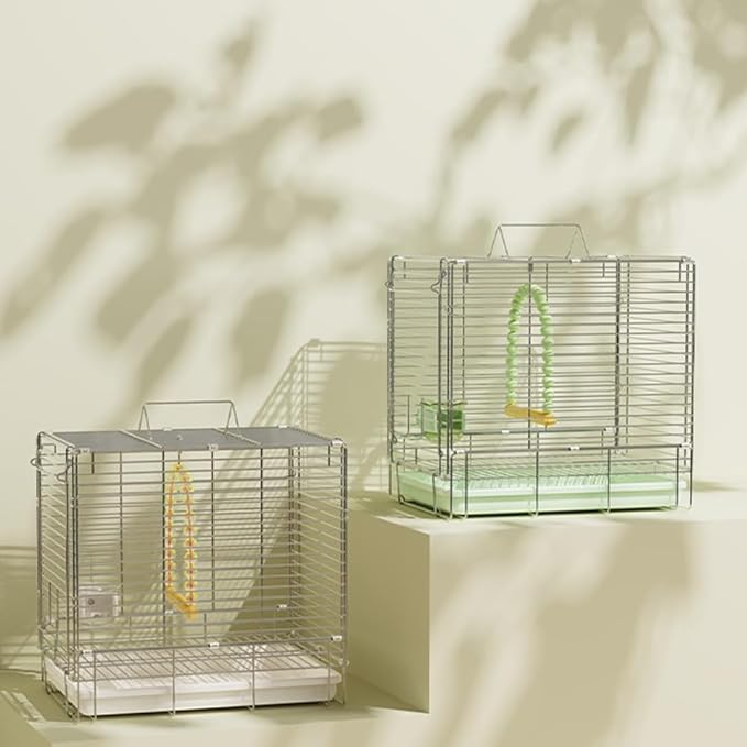 Bird Cages Foldable Birdcage Drawer Tray with Double Handles for Easy Cleaning and Carrying Birds for Outdoor Use (White)