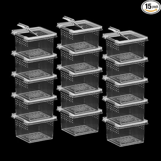 15 PCS Spider Terrariums Breeding Box, Small Insect Hatching Container Plastic Feeding Box for Small Reptiles Jumping Spider Scorpion Centipede Insect