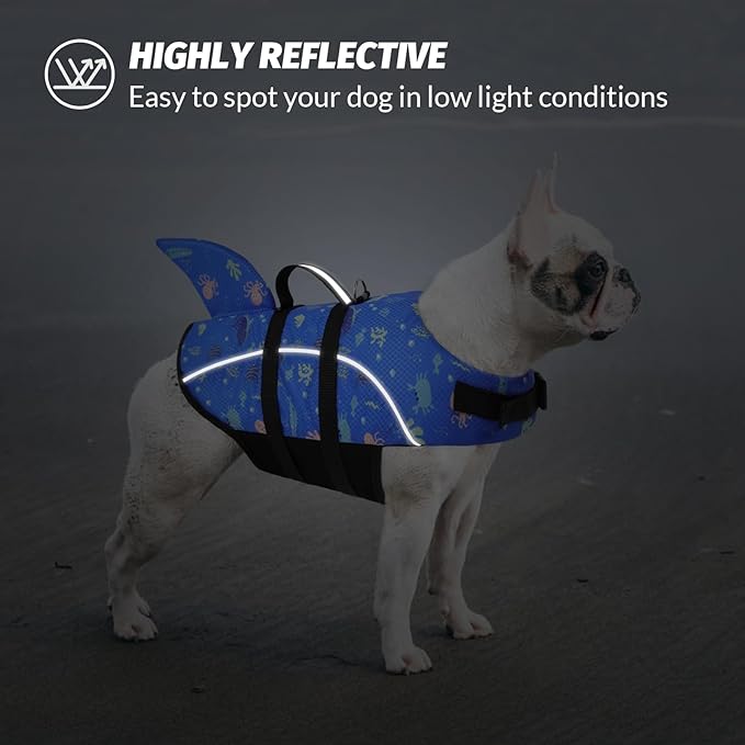 Queenmore Cat Shark Life Jacket, Extra Small Dog Life Vest for Swimming, XXS Dog Vest for Boating, Puppy Swim Jacket for Tiny Dogs and Cats, DogFloat in Water with Handle/Leash Hook