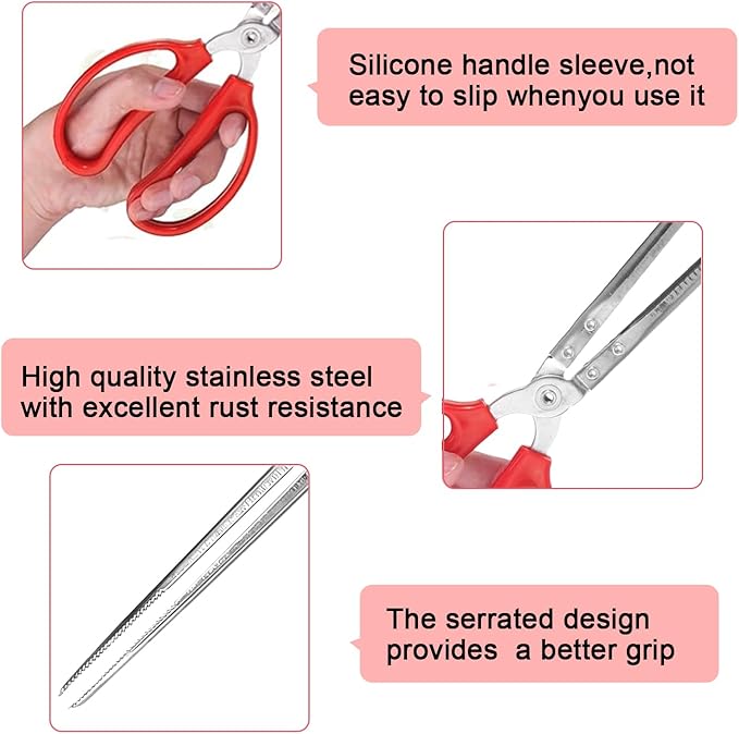 15 Inch Snake Feeding Tongs, Reptile Feeding Tongs,Snake Grabber Tool Stick Reptile Tongs for Lizard Reptiles,Snakes,Tank Accessories Terrarium Supplies (Straight Head)