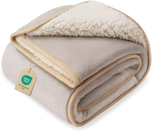 Luciphia Waterproof Blanket for Dog Washable Reversible Sherpa Fleece Throw Blanket for Bed Couch Soft Liquid Pee Proof Furniture Cover Protector for Small Medium Large Pet Cat Khaki 35" x 25"