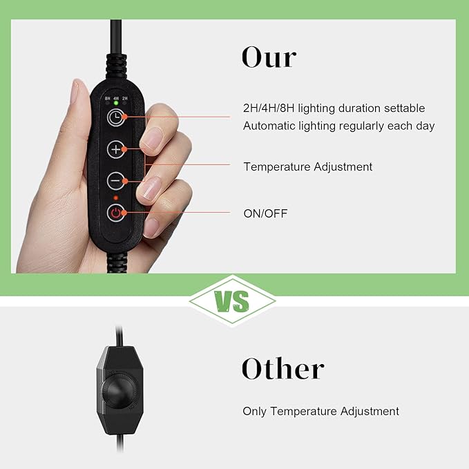 Reptile Heat Lamp, UVA UVB Reptile Light with 360° Rotatable Hose and Timed, Heating Lamp with 2 Bulbs Suitable for Bearded Dragon Reptiles Turtle Lizard Snake (Heat Lamp 25w/50w Bulb)