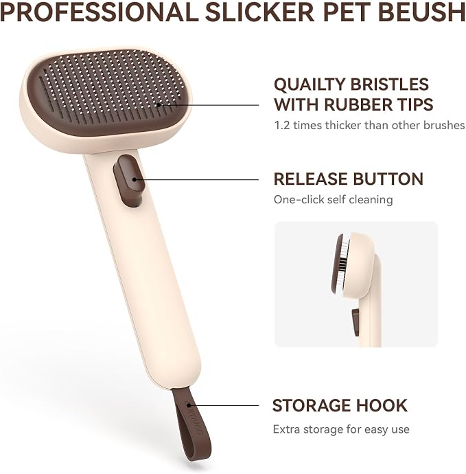 Aumuca Cat Brushes for Indoor Cats Dog Hair Brush for Shedding Long or Short Haired Cats Grooming Deshedding Brush for Dog Kitten Horse Massage Removes Loose Fur, Brown - Image 4