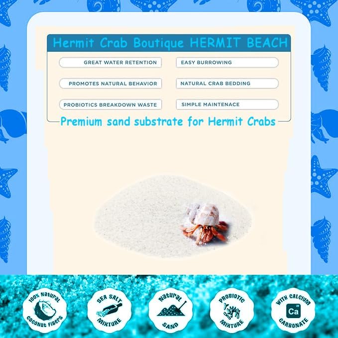 5 lbs. Hermit Crab Sand Substrate, All Natural Premium White Sand Mixture, for Hermit Crab Tanks