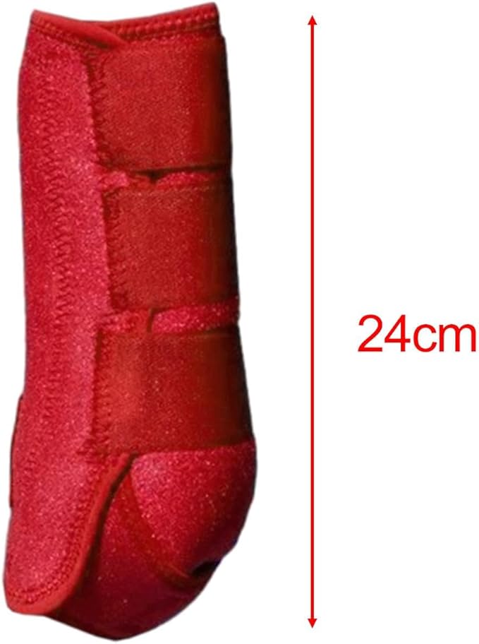 4Pcs Horse Boots Leg Protectors Adjustable Comfortable Neoprene Reusable Breathable Horse Guards Set Leg Gear for Ourtdoor, red, S