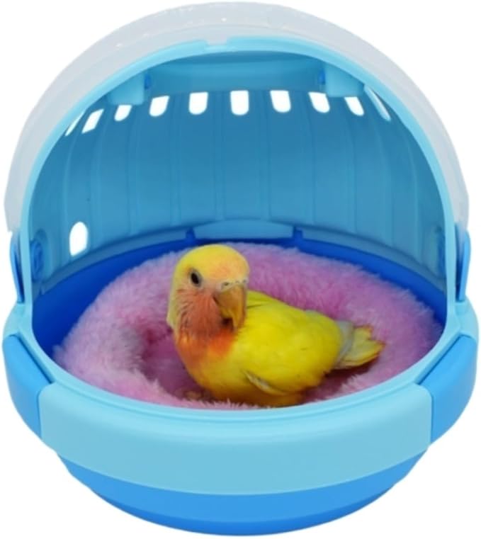 Parakeet Cage,Accessories, Bird Carrier Cage with Handle Portable Parrot Lightweight Pets Travel Suitcase Transparent Small Birds(Blue)