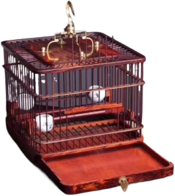 Bird Cage Parrot Cage Square Bird Cage Large Vintage Birdcages Hanging Bird Carriers Portable Flight Cage Bird House Carrier Flight Birdcage(Red)