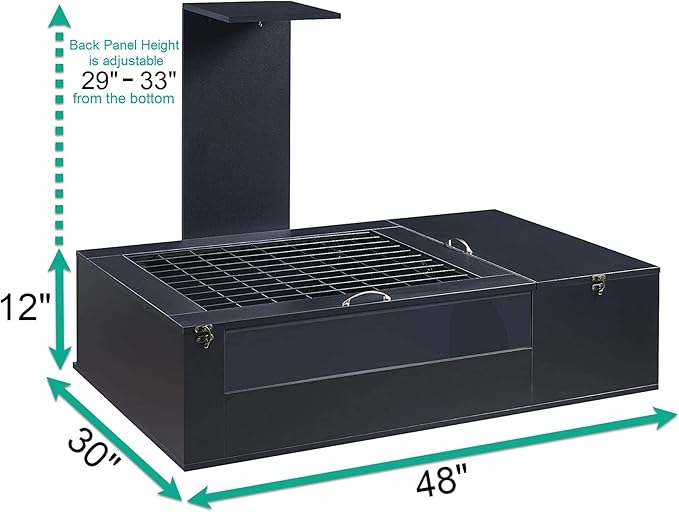 Penn-Plax Large (48" x 30") Tortoise Palace with Wire Top, Black Frame, Glass Terrarium, and Lamp Mount – Beautiful Turtle Cage Designed for The Modern Home with Room for Growth (REPTH1)