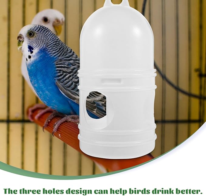2Pcs Bird Water Dispenser Pigeon Water Feeder with Detachable Design Three Hole Drinking Automatic Food Outlet Lightweight White 9.45 Inch for Pigeons Parrots