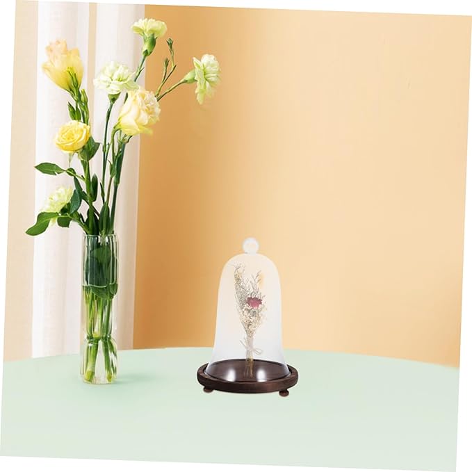 Garneck 1set Micro Landscape Eternal Life Flower Glass Cover Base for Home and Shop Decoration Elegant Flower Display and Showcase Adornment for Parties and Events