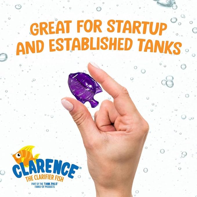 Clarence the Clarifier Fish - 6 pk, Purple - Aquarium Treatment, Clear Cloudy Fresh-Saltwater, Fish-Plant Safe, 10gal Tank Maintenance Each