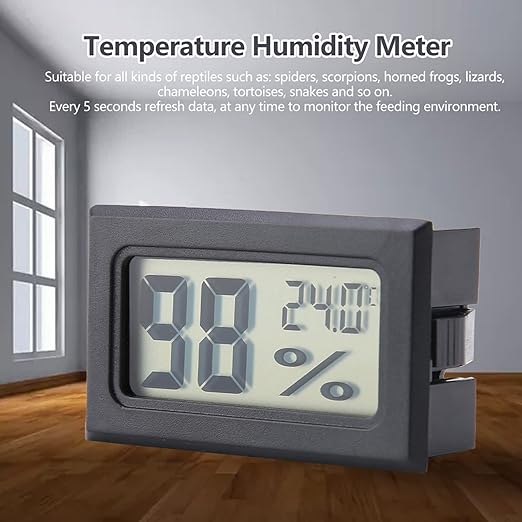 Digital Thermometer Hygromete, Crawler Electronic Temperature Humidity Meter Indoor Hygrometer Sensor for Spiders Scorpions Horned Frogs Lizards Chameleons Tortoises
