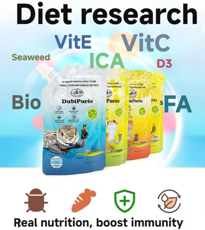 Bearded Dragon Reptile Food, Gecko Gel, Horned Lizard Fruit Puree, Leopard Gecko Food, Blue-Tongued Skink 80g