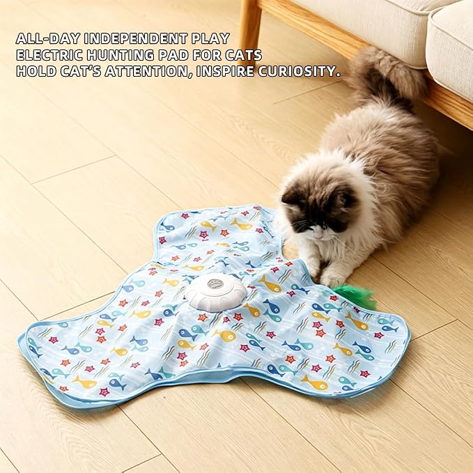 Interactive Cat Toy for Indoor Cats - Rechargeable Automatic Feather Wand with Motion Sensor, 3 Play Modes, Squeaky Mouse Sound, Hide & Seek Exercise Toy for Bored Kittens & Adult Cats (Triangle) - Image 4
