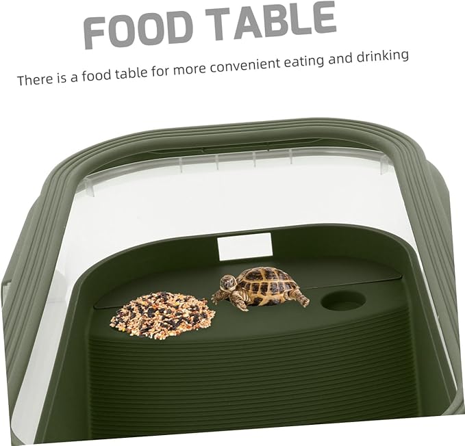 POPETPOP Small Turtle Tank with Basking Platform : Plastic Turtle Habitat Reptile Tank Aquarium Cage Breeding Box Tortoise, 46x27x14cm