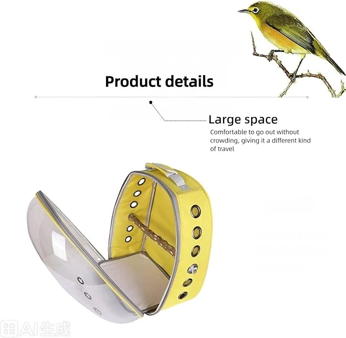Bird Backpack, Lightweight and Breathable Outdoor Travel Backpack with 12 Breathable Holes, Wooden Pole, Adjustable Shoulder Strap for Birds and Pets (Light Blue)
