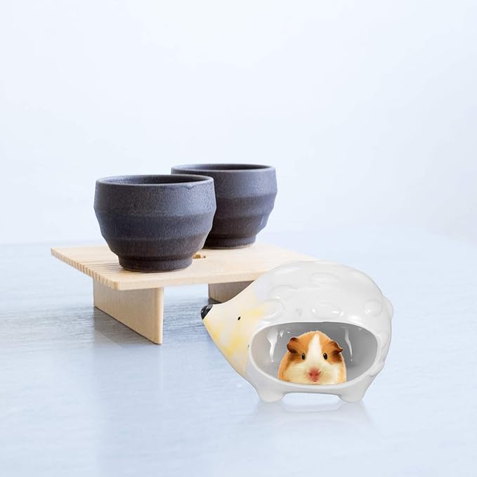 POPETPOP Ceramic Hamster Bed Houses Guinea Pig Hamster Hut Small Pet Animals Habitat Cage House Cool Hamster Hideout Nest Hedgehog House