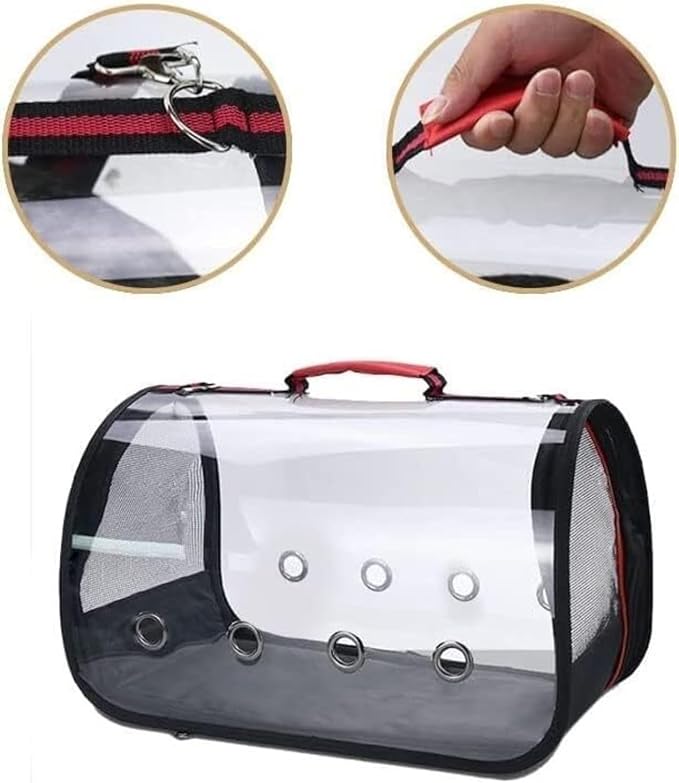 Bird Cage Portable Birdcages Clear Pet Bird Carrier Breathable Travel Cage Lightweight House Home Decor(Black,L)