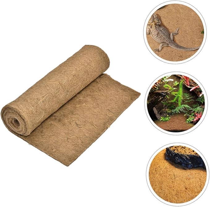 POPETPOP Multi Functional Jute Fiber Worm Blanket for Reptile Terrarium Natural Inner Cushion for Lizard Cases Washable Reusable Safe Warm Bedding for Snakes Turtles Lizards