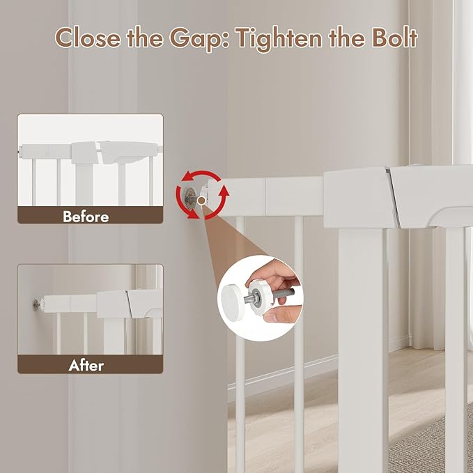 29-43" Baby Gate for Stairs, 30" Tall Stair Gate Indoor, Baby Gates Pressure Mounted with Auto-Close/Hold-Open and Anti-Trip Pedal, Safety Dog Gate for Stairs Doorways, White