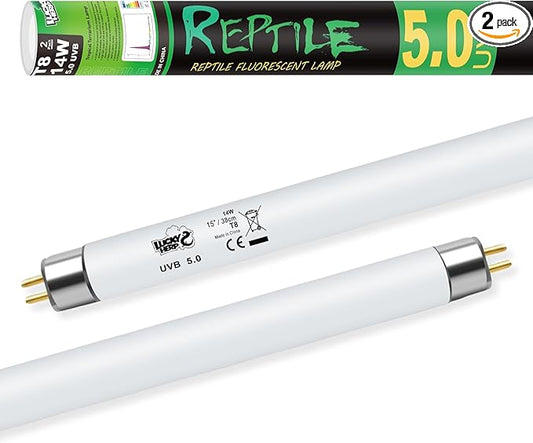 LUCKY HERP T8 14W UVB 5.0 Reptile Light, UVA UVB Reptile Light Bulb 2 Pack, Fluorescent Lamp for Reptiles Amphibians Lizards Chameleons