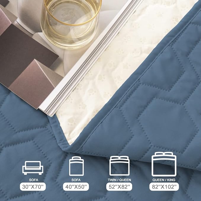 Tcksstex Waterproof and Non-Slip Dog Bed Cover and Pet Blanket Sofa Pet Bed Mat ，car Incontinence Mattress Protectors Furniture Couch Cover for Most Cats Dogs,Pets（82x102- Navy Blue）