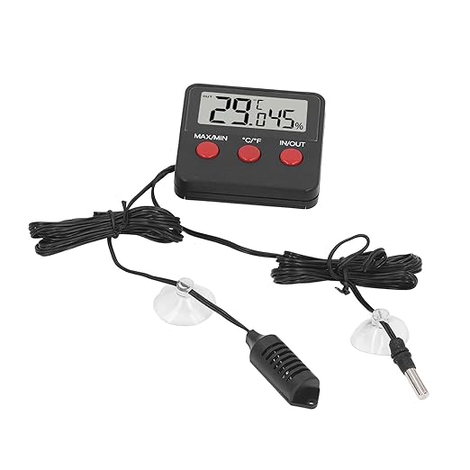 Fafeicy Digital Hygrometer Temperature and Humidity Meter, Compact Probe with ABS Material, Ideal for Aquarium and Reptile Incubator Use