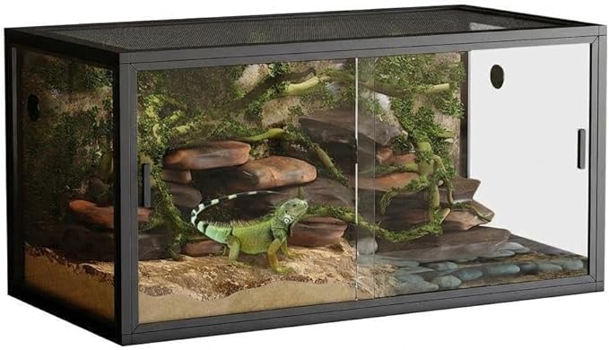 120 Gallon Reptile Terrarium, Bearded Dragon Tank 4ft x 2ft x 2ft, Reptile Enclosure with Sliding Glass Doors & Screen Ventilation Top for Lizard, Chameleon, Snake,Snake Enclosure with Easy Assembly
