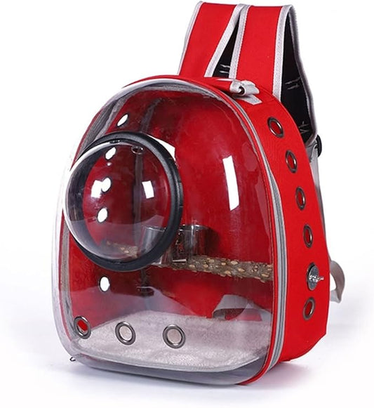 The Birdcage Lightweight Bird Carrier Backpack Travel Cage Bird Breathable Transparent Creative Space Cabin Shape Design Bird Utensils Parakeet Cage (Color : Red)