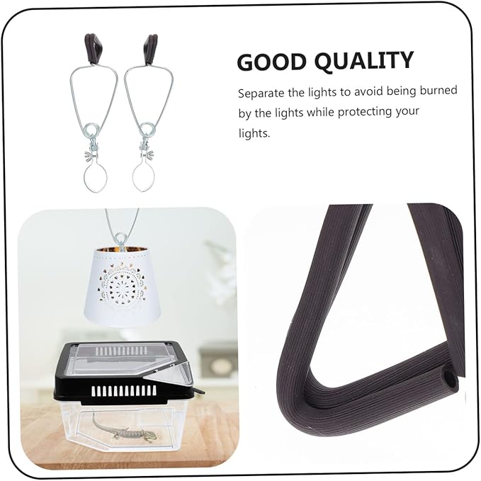 2pcs Reptile Lampshade Fixing Clips for Basking Light Easy Installation Metal Clips for Bearded Dragons Lizards and Other Climbing Pets Compatible