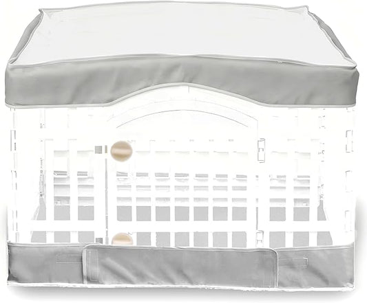 2 Pack Dog Playpen Cover and Bottom Pad Fits for 36 Inch 4 Panels Pet Playpen, Dog Crate Pad Puppy Play Pen Cover, Hoop and Loop Design (Note: Playpen Not Included). (PureGray)